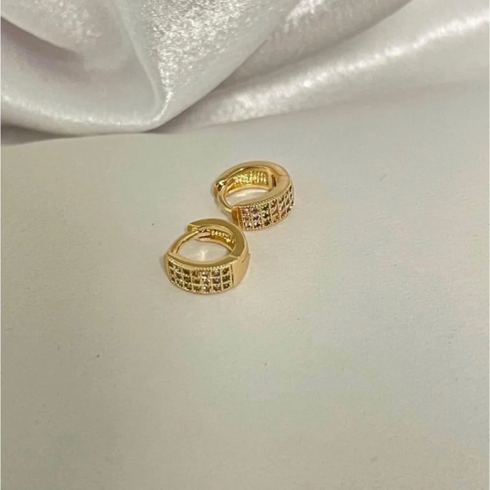 Kids Gold Pave Huggie Earrings with Sparkling Stones